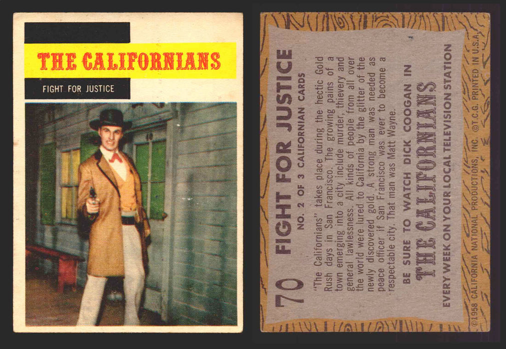 1958 TV Westerns Topps Vintage Trading Cards You Pick Singles #1-71 70   Fight for Justice  - TvMovieCards.com