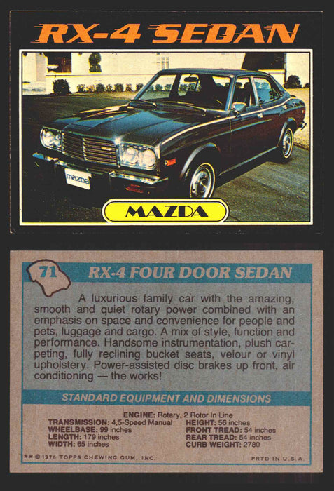 1976 Autos of 1977 Vintage Trading Cards You Pick Singles #1-99 Topps 71   Mazda RX-4 Four Door Sedan  - TvMovieCards.com