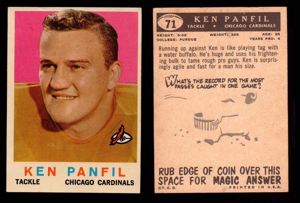 1959 Topps Football Trading Card You Pick Singles #1-#176 VG/EX #	71	Ken Panfil  - TvMovieCards.com