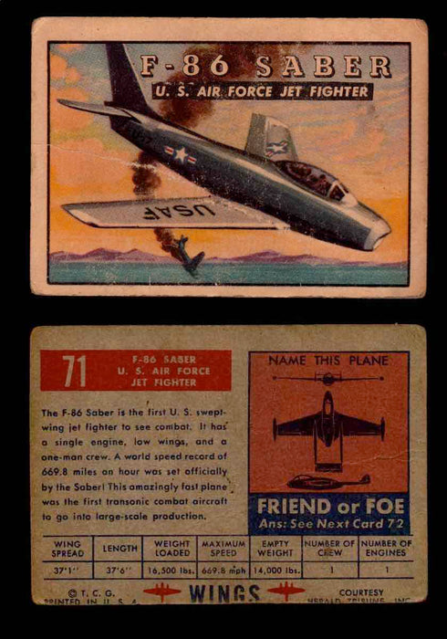 1952 Wings Topps TCG Vintage Trading Cards You Pick Singles #1-100 #71  - TvMovieCards.com