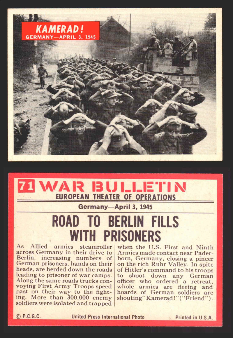 1965 War Bulletin Philadelphia Gum Vintage Trading Cards You Pick Singles #1-88 71   Kamerad!  - TvMovieCards.com