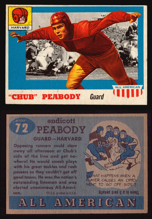 1955 Topps All American Football Trading Card You Pick Singles #1-#100 VG/EX #	72	Chub Peabody  - TvMovieCards.com