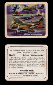 Cracker Jack United Nations Battle Planes Vintage You Pick Single Cards #71-147 #72  - TvMovieCards.com