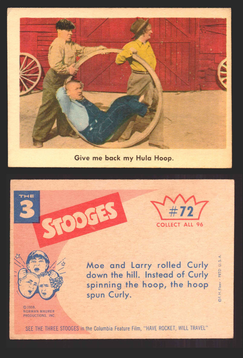 1959 Three 3 Stooges Fleer Vintage Trading Cards You Pick Singles #1-96 #72  - TvMovieCards.com