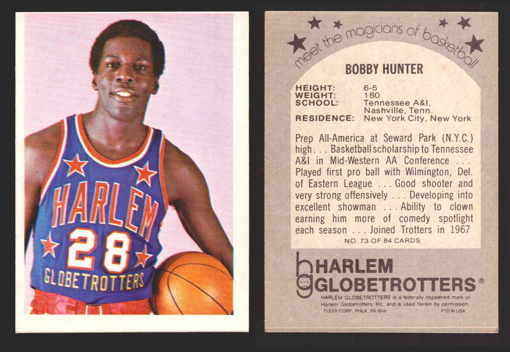 1971 Harlem Globetrotters Fleer Vintage Trading Card You Pick Singles #1-84 73 of 84   Bobby Hunter  - TvMovieCards.com
