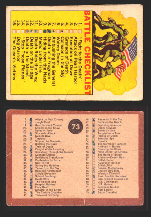 1965 Battle World War II A&BC Vintage Trading Card You Pick Singles #1-#73 73 Checklist (has check marks)  - TvMovieCards.com