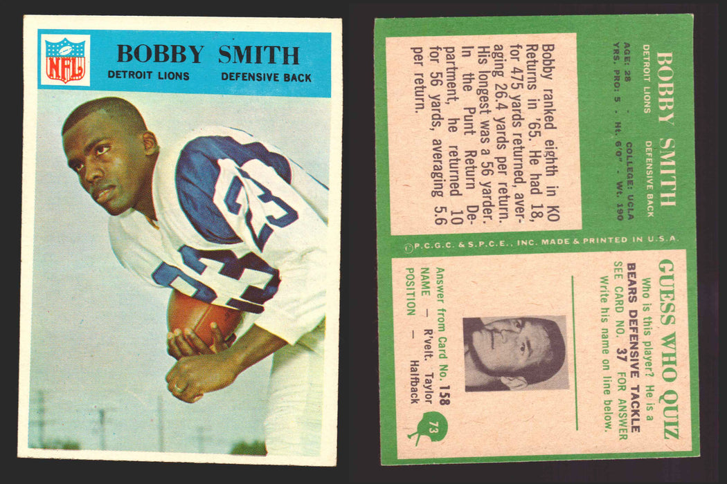 1966 Philadelphia Football NFL Trading Card You Pick Singles #1-#99 VG/EX 73 Bobby Smith - Detroit Lions  - TvMovieCards.com