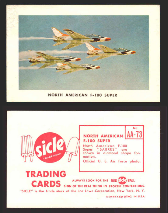 1959 Sicle Airplanes Joe Lowe Corp Vintage Trading Card You Pick Singles #1-#76 AA-73	North American F-100 Super  - TvMovieCards.com
