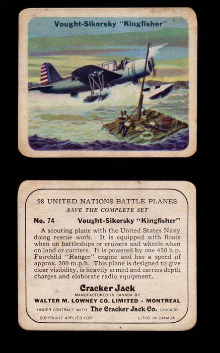 Cracker Jack United Nations Battle Planes Vintage You Pick Single Cards #71-147 #74  - TvMovieCards.com