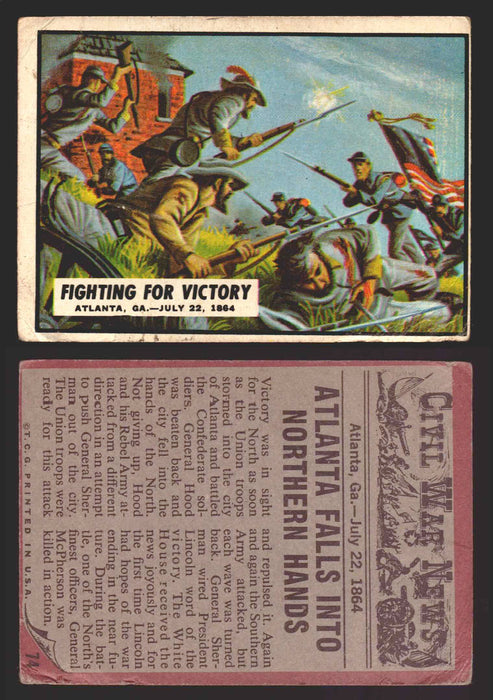 1962 Civil War News Topps TCG Trading Card You Pick Single Cards #1 - 88 74   Fighting for Victory  - TvMovieCards.com