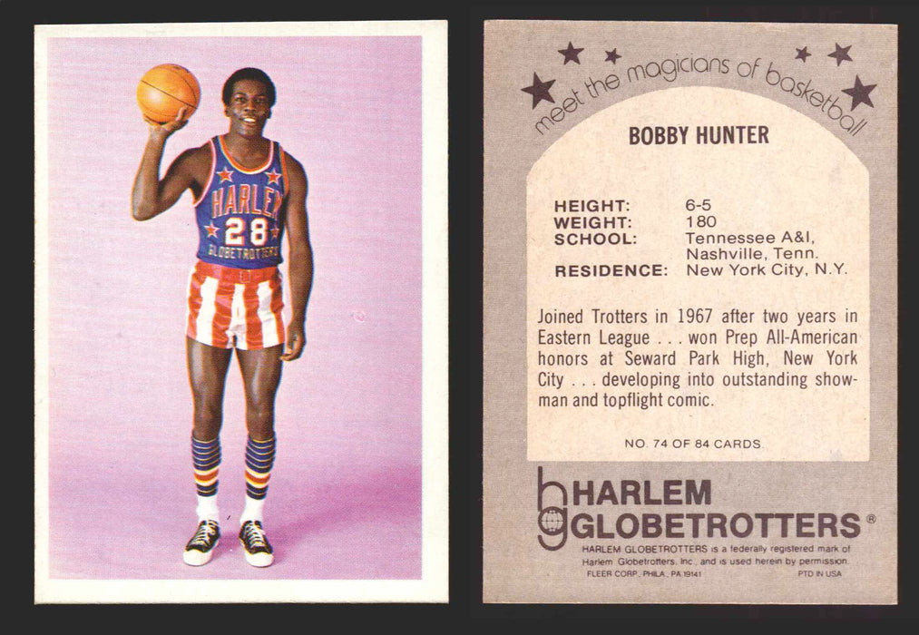 1971 Harlem Globetrotters Fleer Vintage Trading Card You Pick Singles #1-84 74 of 84   Bobby Hunter  - TvMovieCards.com