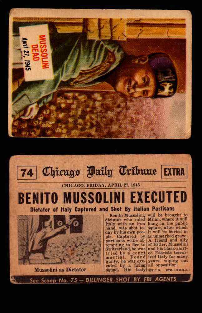 1954 Scoop Newspaper Series 1 Topps Vintage Trading Cards You Pick Singles #1-78 74   Mussolini Dead  - TvMovieCards.com