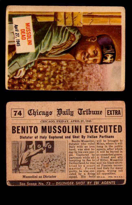 1954 Scoop Newspaper Series 1 Topps Vintage Trading Cards You Pick Singles #1-78 74   Mussolini Dead  - TvMovieCards.com