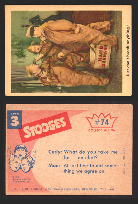 1959 Three 3 Stooges Fleer Vintage Trading Cards You Pick Singles #1-96 #74  - TvMovieCards.com