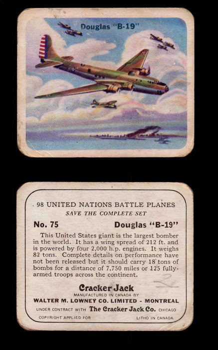 Cracker Jack United Nations Battle Planes Vintage You Pick Single Cards #71-147 #75  - TvMovieCards.com