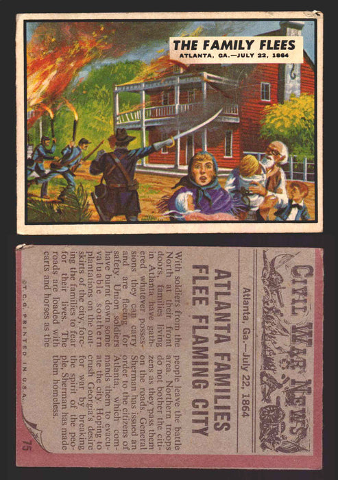 1962 Civil War News Topps TCG Trading Card You Pick Single Cards #1 - 88 75   The Family Flees  - TvMovieCards.com