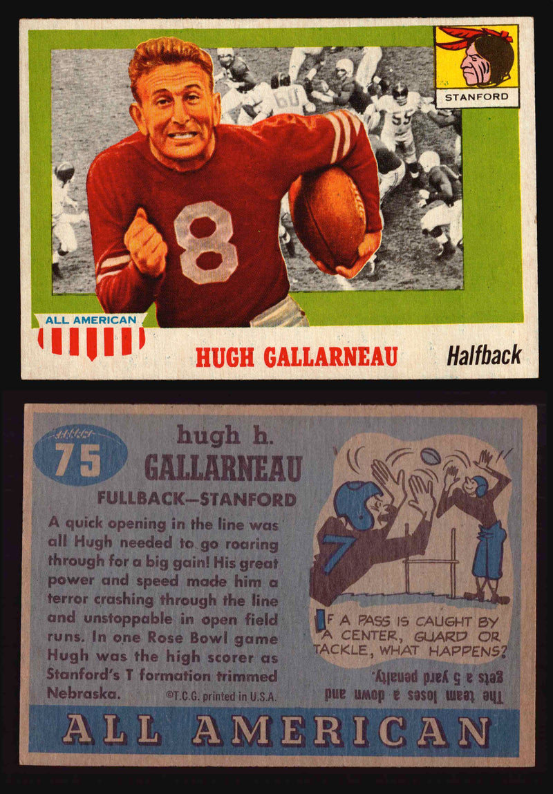 1955 Topps All American Football Trading Card You Pick Singles #1-#100 VG/EX #	75	Hugh Gallarneau  - TvMovieCards.com