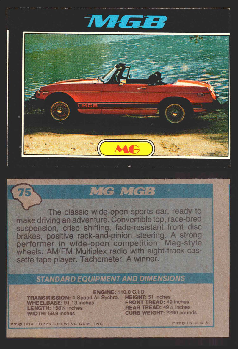1976 Autos of 1977 Vintage Trading Cards You Pick Singles #1-99 Topps 75   MG MGB  - TvMovieCards.com