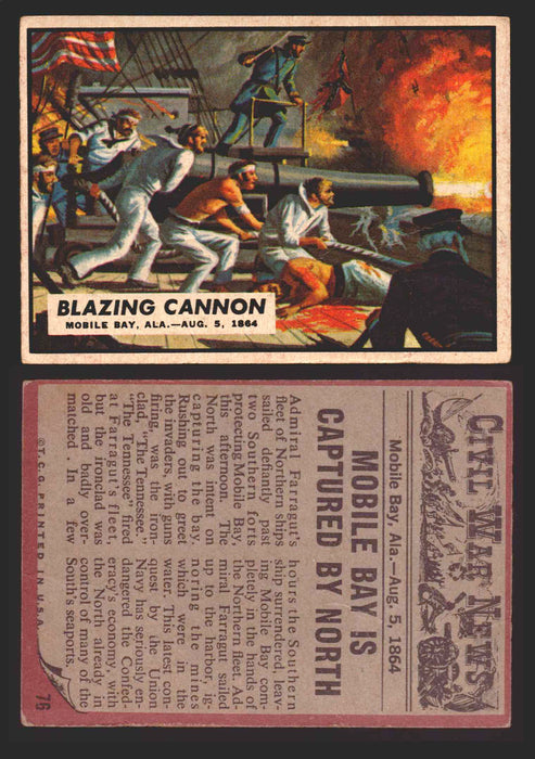 1962 Civil War News Topps TCG Trading Card You Pick Single Cards #1 - 88 76   Blazing Cannon  - TvMovieCards.com