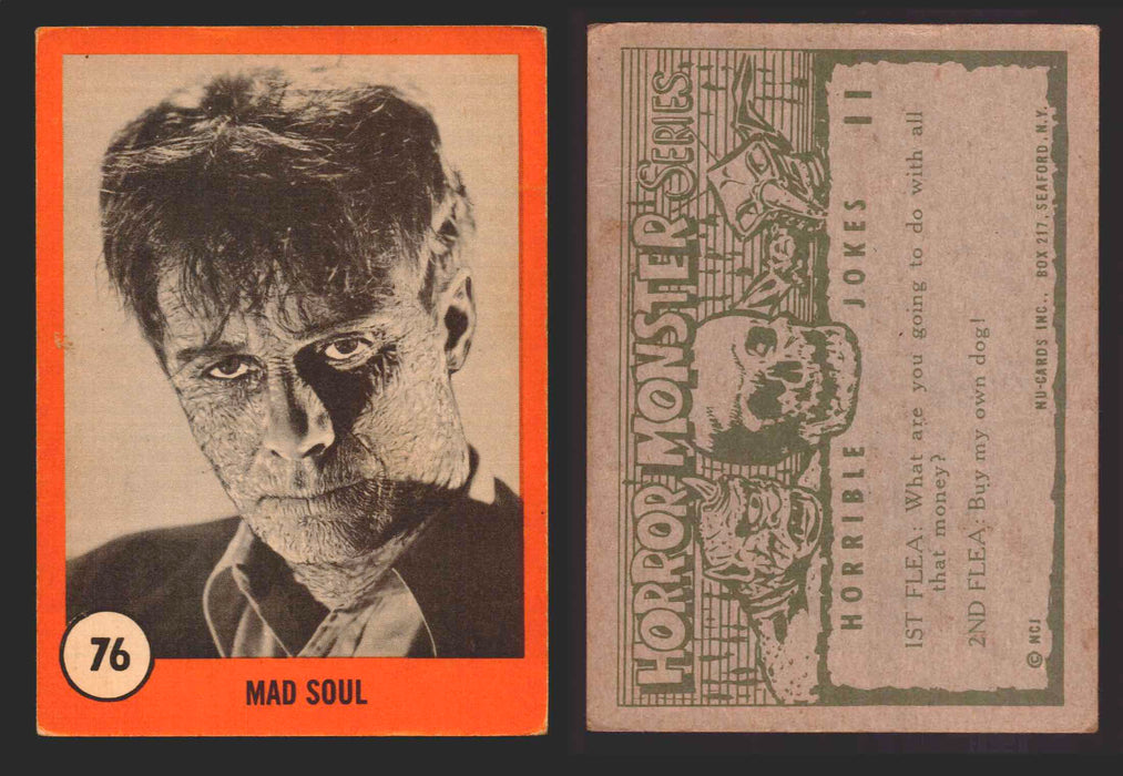 1961 Horror Monsters Series 2 Orange Trading Card You Pick Singles 67-146 NuCard 76   Mad Soul  - TvMovieCards.com