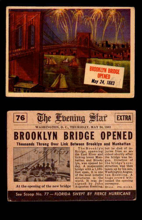 1954 Scoop Newspaper Series 1 Topps Vintage Trading Cards You Pick Singles #1-78 76   Brooklyn Bridge Opened  - TvMovieCards.com