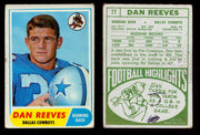 1968 Topps Football Trading Card You Pick Singles #1-#219 G/VG/EX #	77	Dan Reeves (HOF)  - TvMovieCards.com
