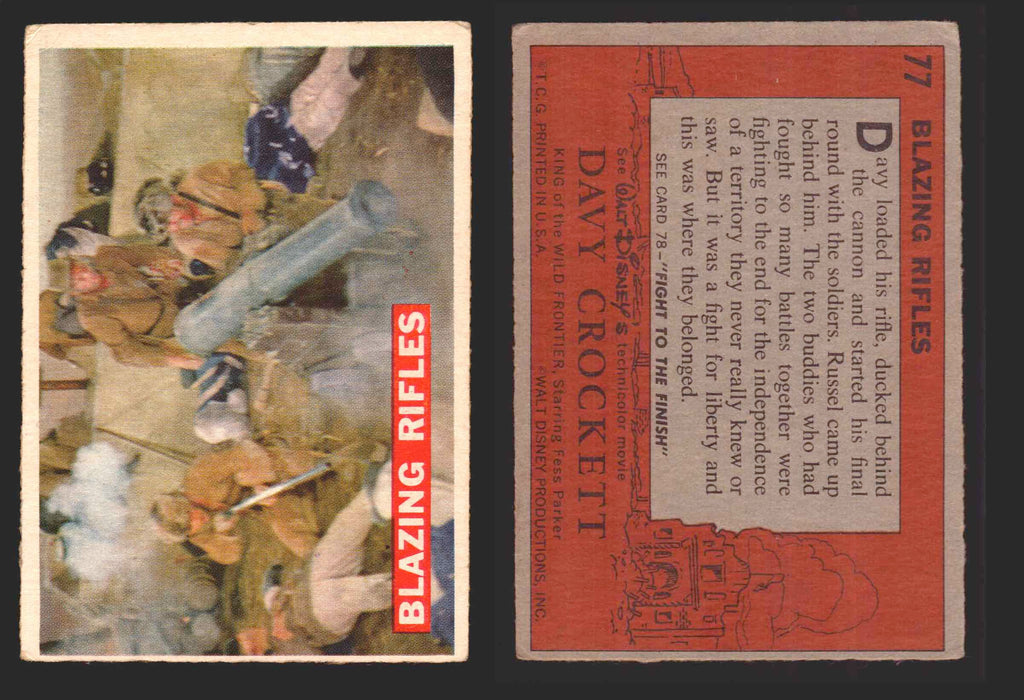 Davy Crockett Series 1 1956 Walt Disney Topps Vintage Trading Cards You Pick Sin 77   Blazing Rifles  - TvMovieCards.com