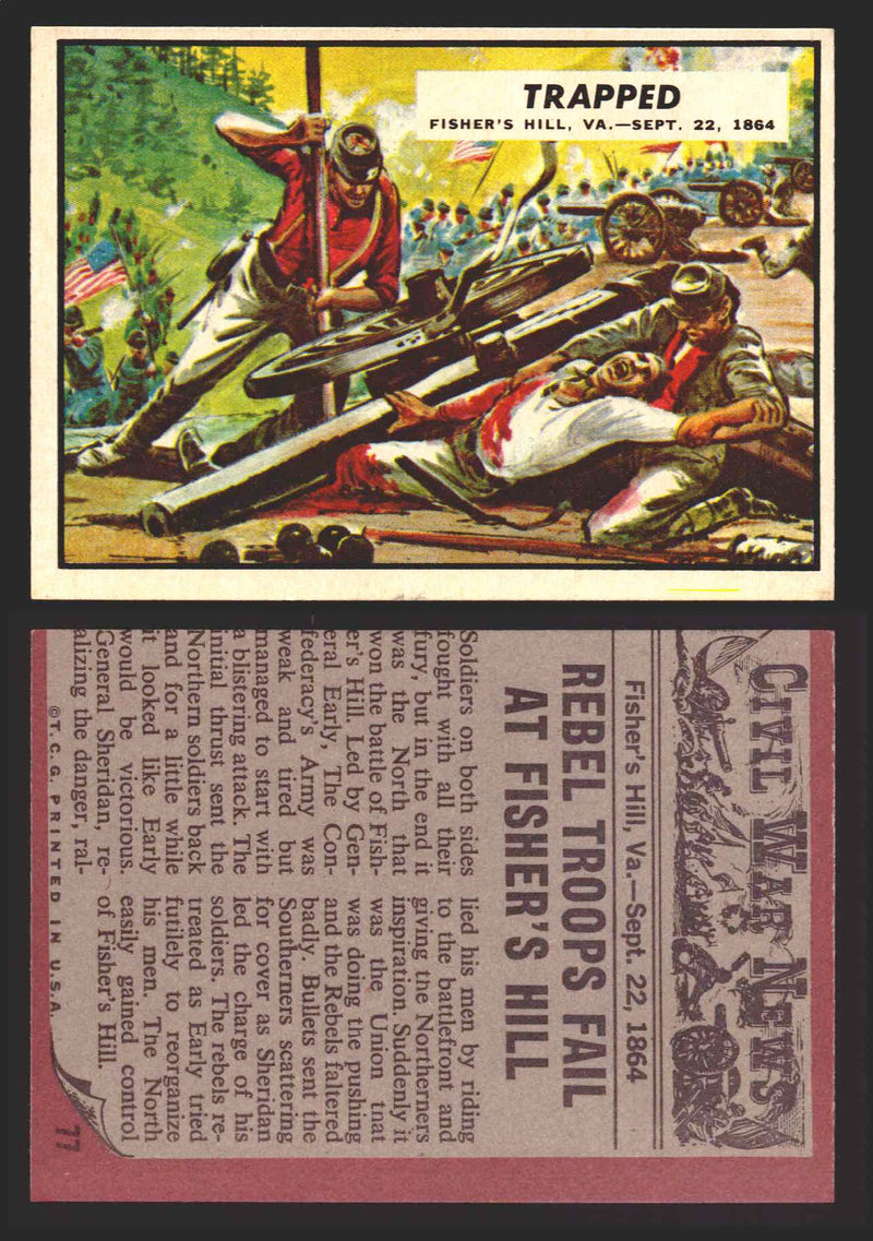 1962 Civil War News Topps TCG Trading Card You Pick Single Cards #1 - 88 77   Trapped  - TvMovieCards.com