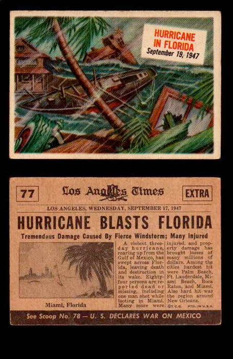 1954 Scoop Newspaper Series 1 Topps Vintage Trading Cards You Pick Singles #1-78 77   Hurricane in Florida  - TvMovieCards.com