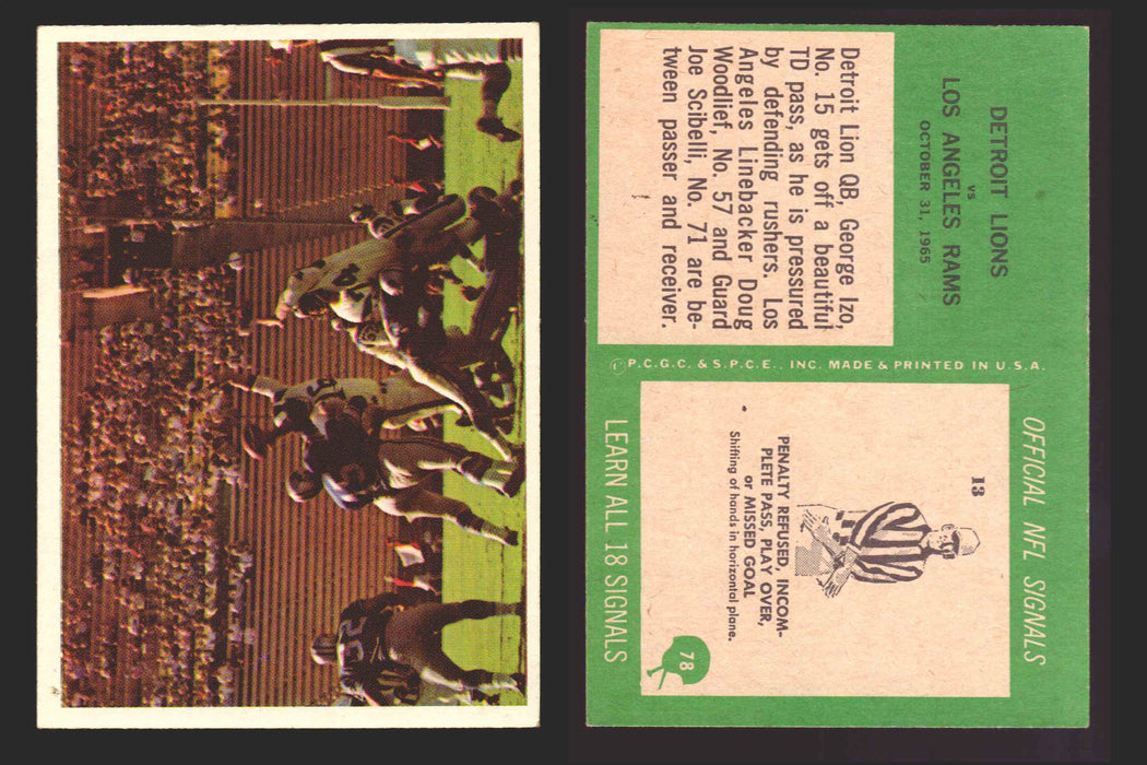 1966 Philadelphia Football NFL Trading Card You Pick Singles #1-#99 VG/EX 78 Lions Play: George Izo  - TvMovieCards.com