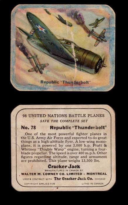 Cracker Jack United Nations Battle Planes Vintage You Pick Single Cards #71-147 #78  - TvMovieCards.com