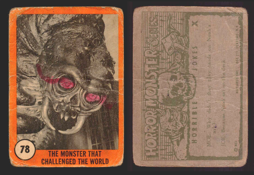 1961 Horror Monsters Series 2 Orange Trading Card You Pick Singles 67-146 NuCard 78   The Monster that Challenged the World  - TvMovieCards.com