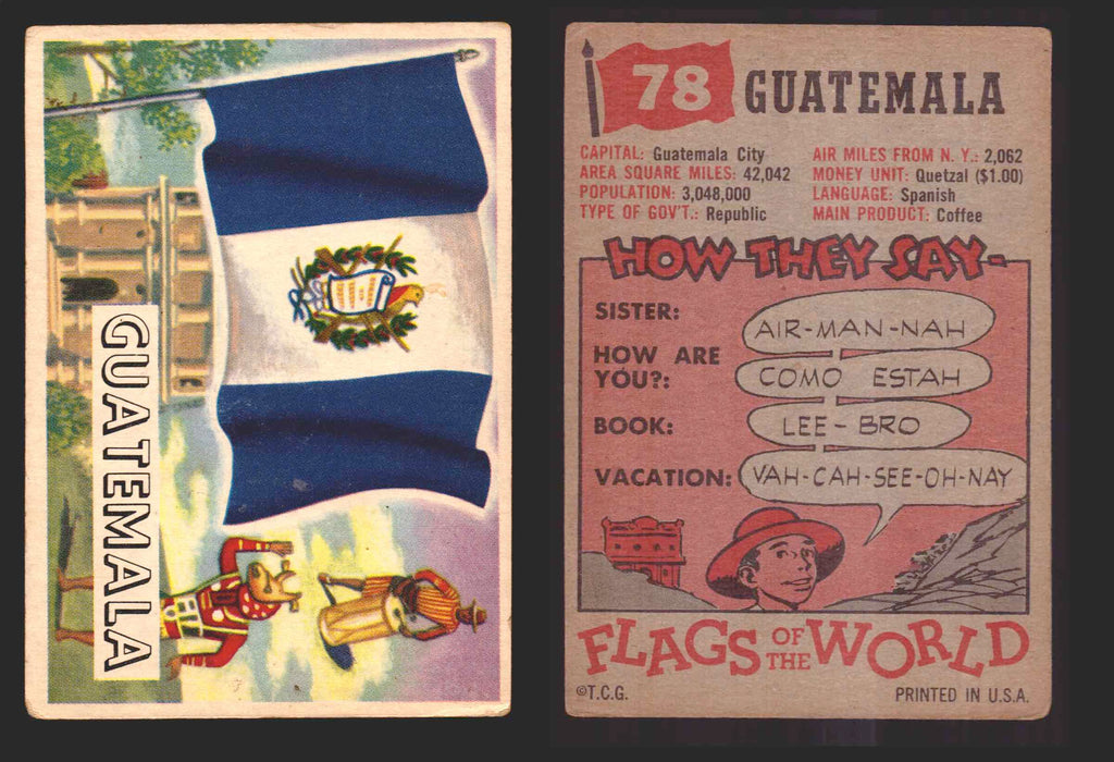1956 Flags of the World Vintage Trading Cards You Pick Singles #1-#80 Topps 78	Guatemala  - TvMovieCards.com