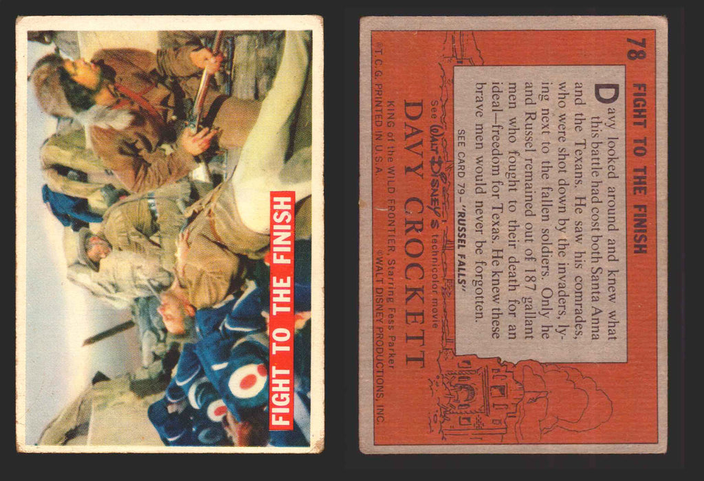 Davy Crockett Series 1 1956 Walt Disney Topps Vintage Trading Cards You Pick Sin 78   Fight to the Finish  - TvMovieCards.com