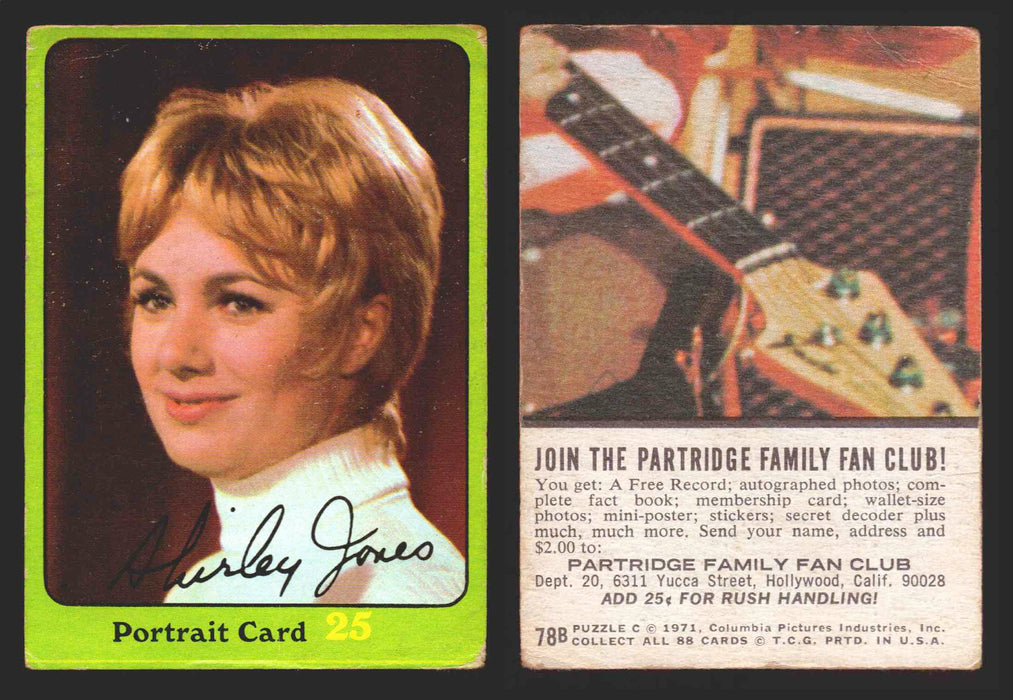 1971 The Partridge Family Series 3 Green You Pick Single Cards #1-88B Topps USA #	78B   Portrait Card 25: Shirley Jones  - TvMovieCards.com