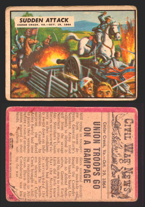 Civil War News Vintage Trading Cards A&BC Gum You Pick Singles #1-88 1965 78   Sudden Attack  - TvMovieCards.com