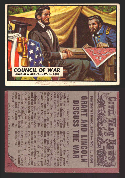 1962 Civil War News Topps TCG Trading Card You Pick Single Cards #1 - 88 79   Council of War  - TvMovieCards.com
