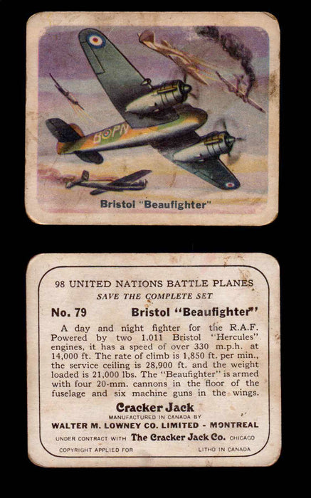 Cracker Jack United Nations Battle Planes Vintage You Pick Single Cards #71-147 #79  - TvMovieCards.com