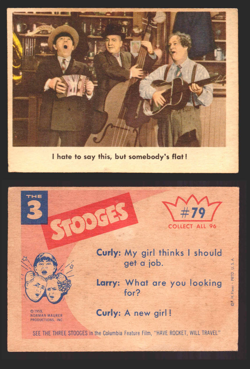 1959 Three 3 Stooges Fleer Vintage Trading Cards You Pick Singles #1-96 #79  - TvMovieCards.com