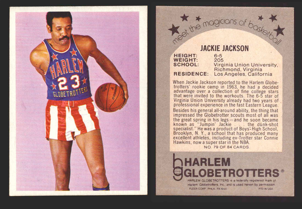 1971 Harlem Globetrotters Fleer Vintage Trading Card You Pick Singles #1-84 79 of 84   Jackie Jackson  - TvMovieCards.com