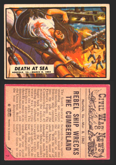 Civil War News Vintage Trading Cards A&BC Gum You Pick Singles #1-88 1965 7   Death at Sea  - TvMovieCards.com