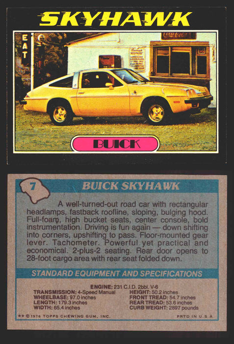 1976 Autos of 1977 Vintage Trading Cards You Pick Singles #1-99 Topps 7   Buick Skyhawk  - TvMovieCards.com