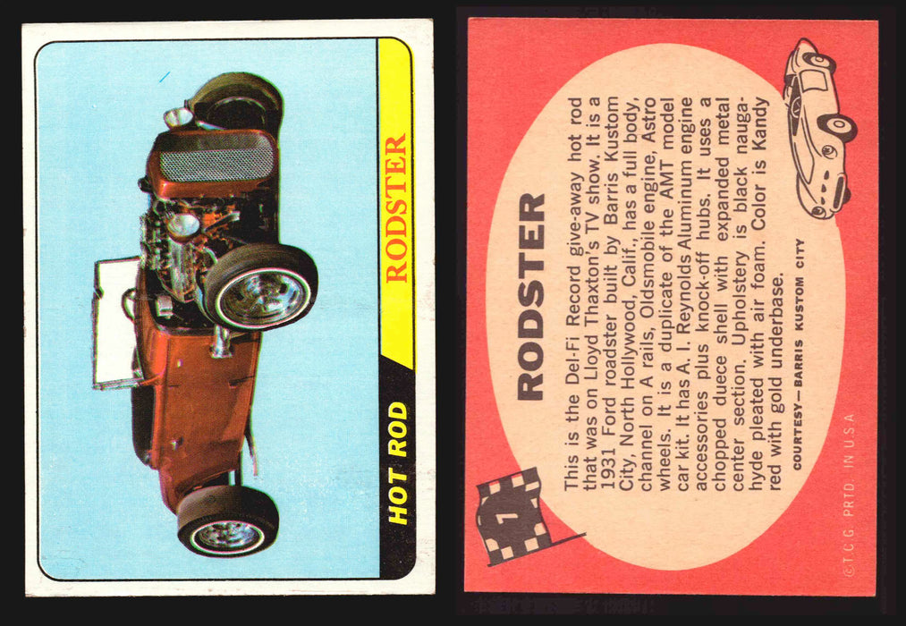 Hot Rods Topps 1968 George Barris Vintage Trading Cards #1-66 You Pick Singles #7 Rodster  - TvMovieCards.com