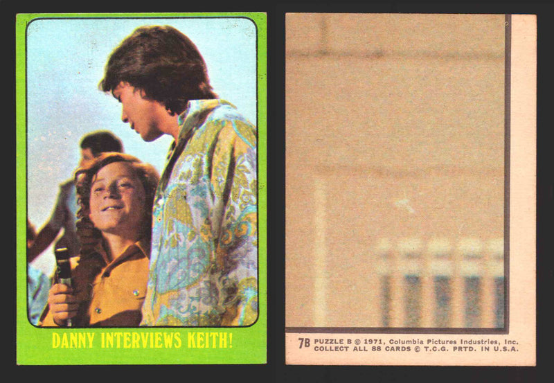 1971 The Partridge Family Series 3 Green You Pick Single Cards #1-88B Topps USA #	 7B   Danny Interviews Keith!  - TvMovieCards.com