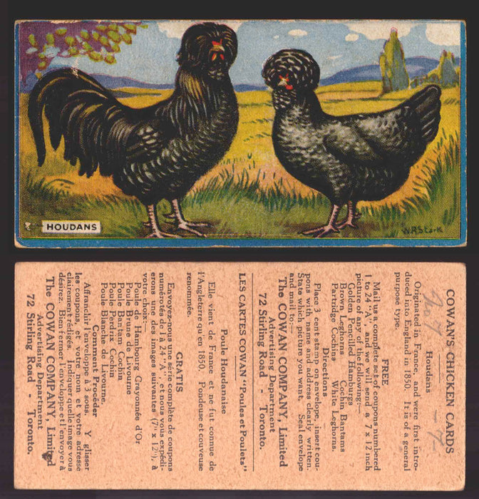 1924 V12 Cowans Chicken Pictures Vintage Trading Cards You Pick Singles #1-24 #7 Houdans  - TvMovieCards.com