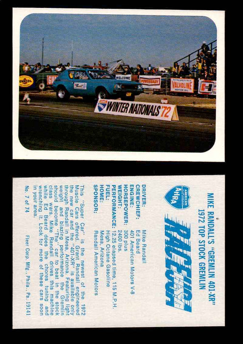 Race USA AHRA Drag Champs 1973 Fleer Vintage Trading Cards You Pick Singles 7 of 74    Mike Randall's "Gremlin 401XR"  - TvMovieCards.com