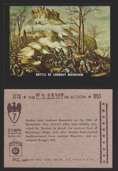 1961 The U.S. Army in Action 1776-1953 Trading Cards You Pick Singles #1-64 7   Battle of Lookout Mountain  - TvMovieCards.com