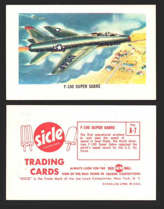 1959 Sicle Airplanes Joe Lowe Corp Vintage Trading Card You Pick Singles #1-#76 A-07	F-100 Super Sabre  - TvMovieCards.com