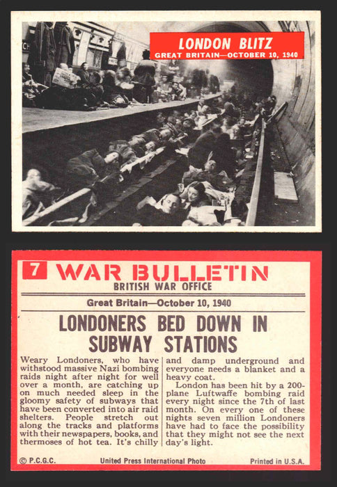 1965 War Bulletin Philadelphia Gum Vintage Trading Cards You Pick Singles #1-88 7   London Blitz  - TvMovieCards.com