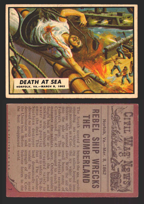 1962 Civil War News Topps TCG Trading Card You Pick Single Cards #1 - 88 7   Death at Sea  - TvMovieCards.com